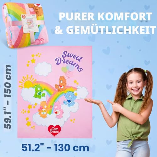 Care Bears Kuscheldecke 130x150 cm für Kinder, Flauschige Fleecedecke mit Motiv, Weiche Decke für Sofa und Bett, Geschenk Mädchen und Jungen – Ansicht 6