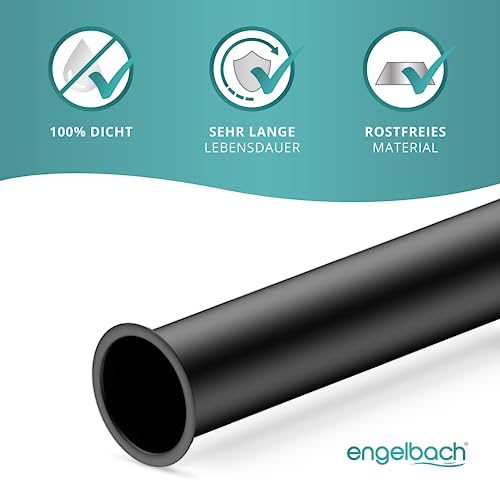 Engelbach® Universal Tauchrohr für Siphon 200mm - Verlängerung für Designsiphon, Röhrensiphon, Tassensiphon 1 1/4 Zoll x 32mm, Matt schwarz