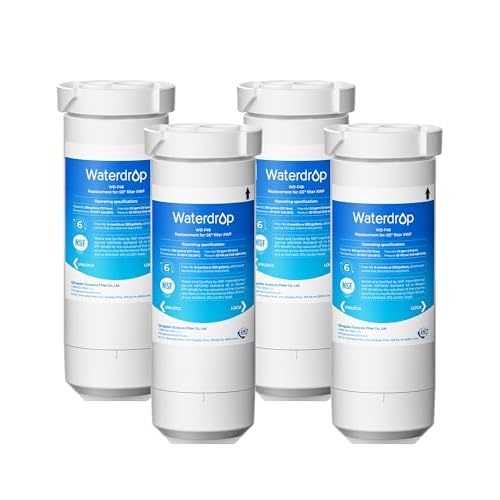 Waterdrop XWF Refrigerator Water Filter, Replacement for GE® XWF, WR17X30702, NSF 42/372 Certified, Compatible with GE® GNE27, GFE26, GDE25, GSS25, PSE25 Series Refrigerators, 4-Pack (Not XW
