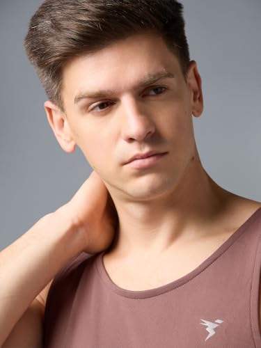 Image of TECHNOSPORT Men's Solid Slim Fit Scoop Neck Sports Innerwear Vest with TECHNOCOOL+ Quick Dry Anti Odour Anti Microbial 2 Way Stretch Soft & Smooth Activewear