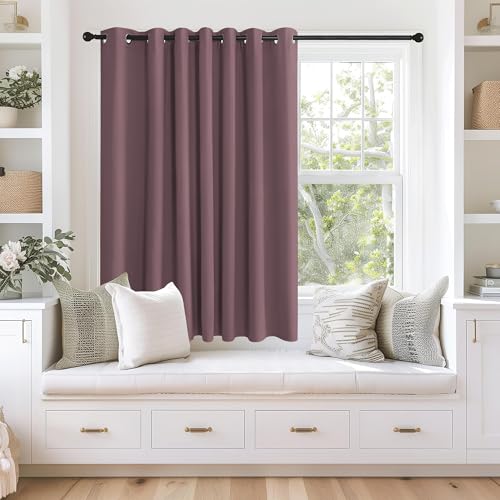 NICETOWN Blackout Curtains 63 inches Long for Living Room Bedroom, Grommet Thermal Insulated Room Divider Drape Window Treatment for Sliding Patio Door, W100 x L63, 1 Panel, Dry Rose