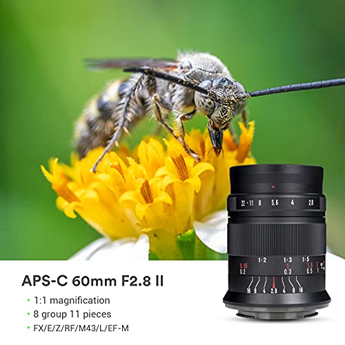 7artisans 60mm F2.8 Macro Lens APS-C Handmatige Vaste Lens voor Canon M1 M2 M3 M5 M6 M10 EOS-M Bajonet Zwart - Afbeelding 3