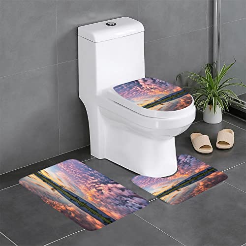 Badematten Set 3 Teilig,Toilettenmatte Set,3Er Badgarnitur Badezimmer Matte Set Dusch Bade Matte Vorleger Teppich 3D…