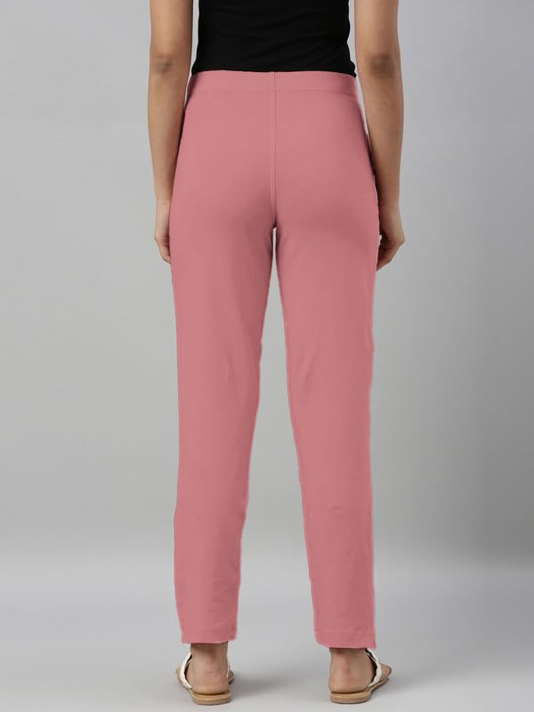 Image of GO COLORS Soft Cotton Stretch Kurti Pants Full Length for Women| Breathable, Mid Rise