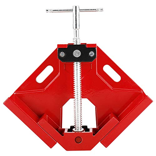 HighFree Right Angle Corner Clamp T-shaped Handle 90 Degree Clamp Aluminum Alloy Angle Right Clamp with Adjustable Swing Jaw for Woodworking Photo Frame Vise Holder (Red)