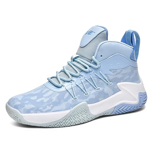 Men's Anti-Slip Shock-Absorbing Breathable Lace-Up High-Top Basketball Shoes Mesh Lightweight Casual Sports Shoes Suitable for Daily Outdoor Sports