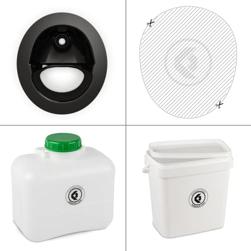 Kit de Toilettes sèches séparatives Kildwick FreeLoo – kit DIY sans Caisson pour Camping-Car, Van, Bateau ou abri de Jardin (Classique Noir, Récipient M)