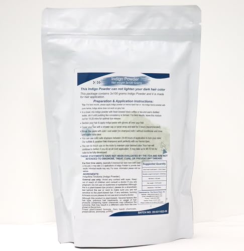 3 Packs of 100% Pure INDIGO POWDER Hair & Beard Dye/Color 100 grams - The Henna Guys®