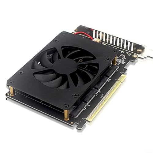 EffiFish NVMe M.2 - Tarjeta adaptadora para PCIe x16, controlador RAID de software de 4 bahías con ventilador, compatible con SSD PCIe 3.0/4.0 y 2280 para PC con Windows 10