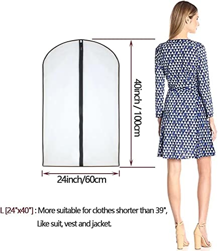 Garment Covers Bag, 12 Pcs Transparent Waterproof Dustproof Dresses Storage Bags For Wardrobe Storage, Suit Covers For Storage Cloth Cover Washable Clear Reuse Full Zipper Garment Bags For Long Dress Costumes Suits Gowns Coats #TOP1