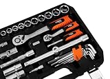 NEO TOOLS Zestaw Kluczy 100 Elementów 1/2", 1/4" w Walizce | Klucze Nasadowe, Wkrętaki, Imbus, Grzechotka | Kompletny Zestaw do Warsztatu, Garażu, dla Majsterkowicza