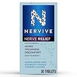 Nervive Nerve Relief, with Alpha Lipoic Acid, to help Reduce Nerve Aches, Weakness, & Discomfort in Fingers, Hands, Toes, & Feet*†, ALA, Vitamins B12, B6, & B1, Turmeric, Ginger, 30 Daily Tablets