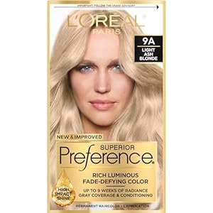 L’Oreal Paris Superior Preference Fade-Defying + Shine Permanent Hair Color, 9A Light Ash Blonde, Pack of 1, Hair Dye