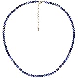 Lightock Simple Choker Necklace for Women Real Stone and Crystals Necklaces 4mm Beaded Choker Jewelry Meditation Gifts for Women (Lapis Lazuli)