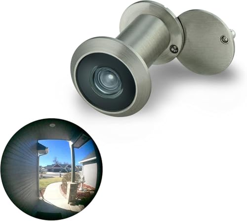 Image of TOGU TG2614YG-SN Brass UL Listed 220-degree Door Viewer with Heavy Duty Privacy Cover for 1-3 /8 inch to 2-1 /6 inch Doors, Brushed Nickel Finish