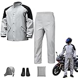 RUAKIVA Impermeable Reflectante para Motocicleta con Capucha,Impermeable para Motocicleta y Bicicleta con...