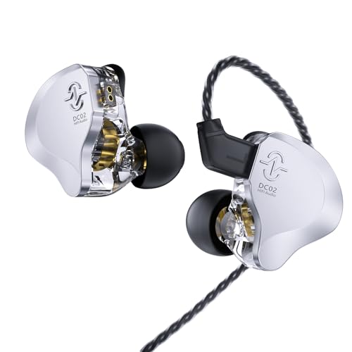 Image of In Ear Earbuds Wired IEM Headphone,CCZ DC02 Dual Magnetic Circuit DD HIFI Earphones,Professional Hifi Earphone,Stereo Sound Earbuds Earphone,CCZ Solo In Ear Monitor for System (Silver, No MIC)