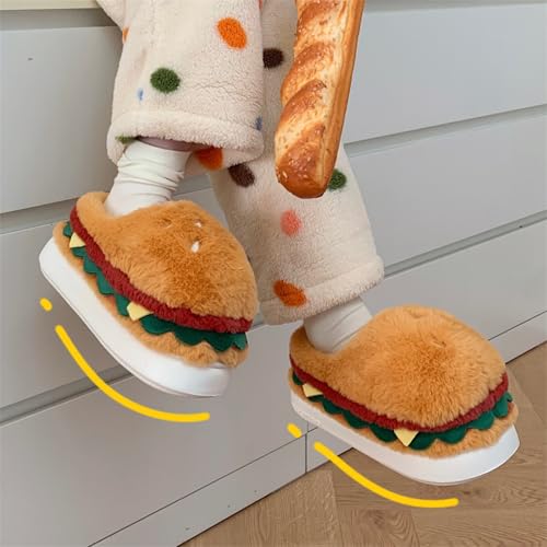 Hamburger Slippers - Funny Gift, Plush Slippers, Non-slip insoles, Slippers for Women and Men, Bread Slippers3