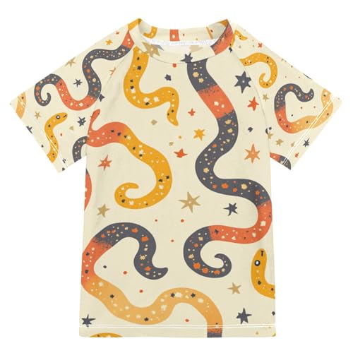 Jucciaco Boys Swing Shirts Snake Star Cartoon Graphic Rashguard Short Sleeve Kids T-Shirts Sun UPF 50+