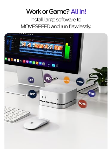 Image of MOVE SPEED mini M4 Dock Enclosure, 40Gbps USB4 Gen3x2, Silent Expansion Hub & Aluminum Stand for M.2 NVMe SSD, 2xUSB A, USB C Host and Audio