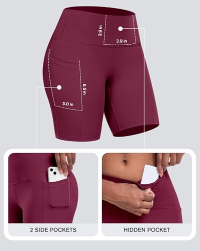 CHRLEISURE Womens Biker Yoga Shorts with Pockets: High Waisted Tummy Control Spandex Workout Athletic Gym Shorts 4 Packs - Image 5