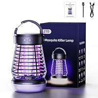 Insektenvernichter Elektrisch, 2 In 1 Mückenlampe Akku, Mückenfalle Elektrisch, Fliegenfalle Elektrisch USB, 360° UV Mückenvernichter Lampe Für Küche Innen Außen Camping (Wiederaufladbar, schwarz)