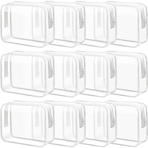 12 neceseres transparentes de viaje, neceser de aseo de viaje, portátil, impermeable, con cremallera de PVC para equipaje de mano, accesorios de viaje para hombres y mujeres, transparente, Modernos