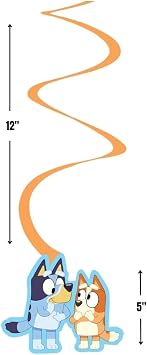 Stunning Bluey Spiral Decorations (Pack of 12) - Multicolor Cardstock Hanging Decor - Perfect for Parties, Events & Occasions