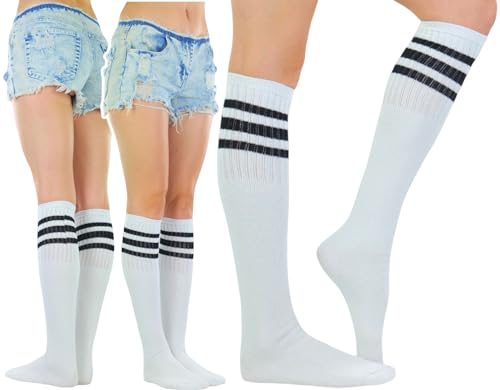 ToBeInStyle Unisex Knee High Cotton Tube Athletic Thick Socks w/Stripe Top2
