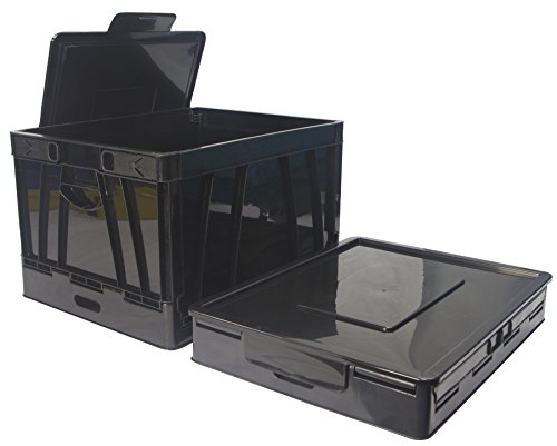 Storex Collapsible Crate with Lid, 17.25 x 14.25 x 10.5 Inches, Black, 4-Pack (61809A04C) by Storex - Image 5