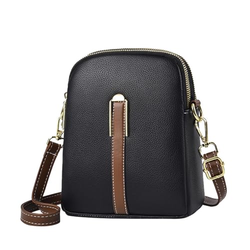 EXQST Nouveau sac à bandoulière en cuir grainé pour téléphone portable, petit sac à bandoulière pour femme, portefeuille à bandoulière tendance pour voyage, 2023, Noir