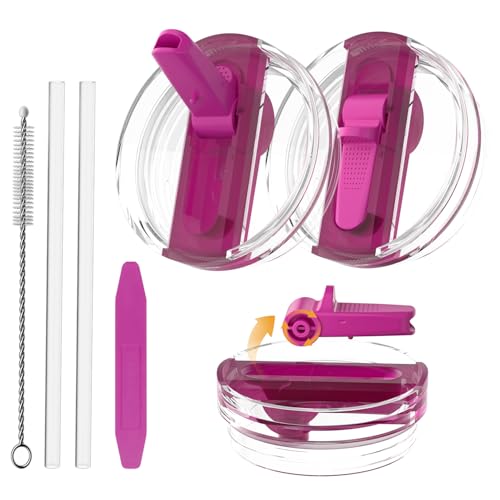 Cloudvalley 2 Unidades Tapa Prueba Fugas Para Stanley Cup 30 Oz Accesorios, Anti Goteo Reemplazo Con Paja Plegable, Desmontable Y Fácil De Limpiar Cover Protección Reutilizable De Pc Prueba, Rosa