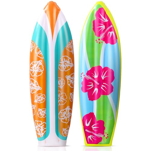 JellyArch 4 Pcs 36 Inch Inflatable Surf Board Inflatable Luau Party Decorations Blow up Surfboard...