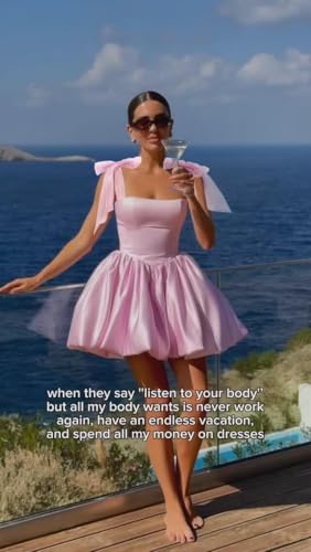 Satin Flower Bud Homecoming Dresses for Teens Short A Line Casual Mini Cocktail Party Gown with Bow4