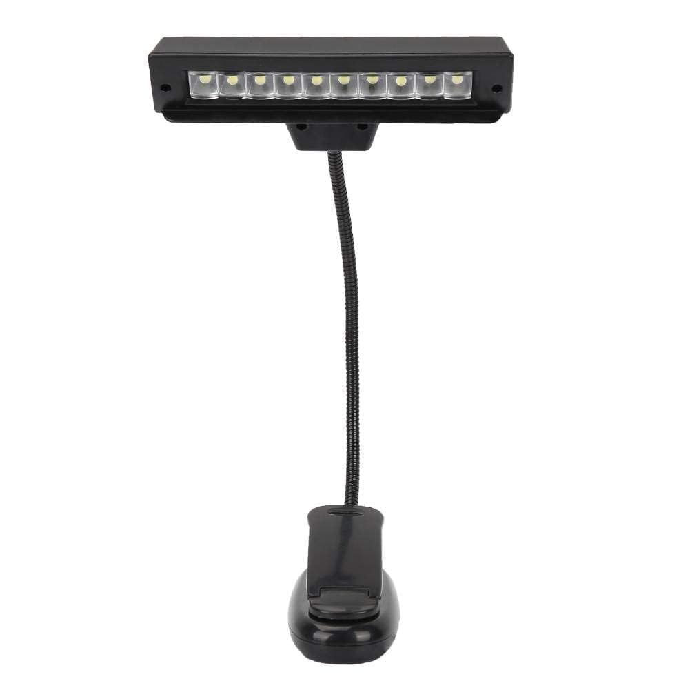 Vbest life Lámpara de soporte musical, lámpara de soporte musical de orquesta de plástico portátil, lámpara de soporte musical de soporte de cuello flexible USB de lectura LED - Negro