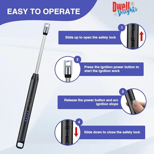 Image of Rechargeable Electric Gas Lighter for Kitchen Cooking Gas Stove, 360 Flexible Neck Arc Lighter Plasma Flameless Windproof USB Lighter - 400 Uses in Single Charge