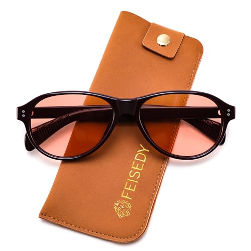 FEISEDY Retro Oval Sunglasses for Women Men lightweight Vintage Sunglasses