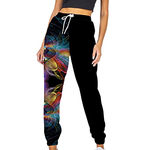Mingxin Long Straight Pant For Women Casual Print Loose Wide Sport Relaxed Fit Comfort Breathable Sweatpants Black #TOP27