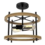Totexil Farmhouse Ceiling Lights Fixture, 2-Light Industrial Semi Flush Mount Ceiling Light with...