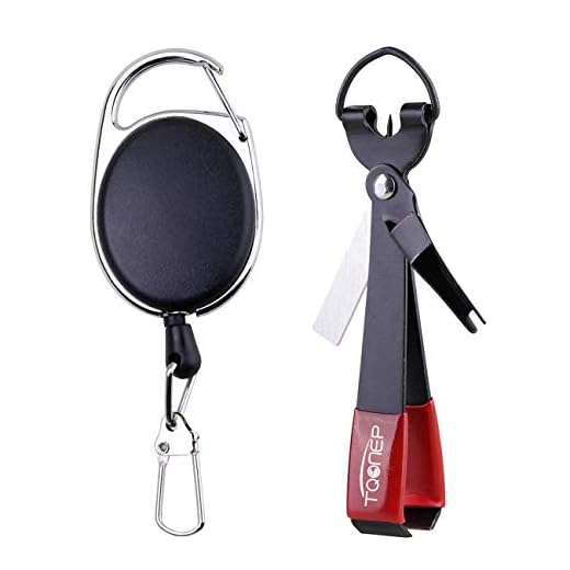 TQONEP Fishing Quick Knot Tying Tool 420 Stainless Steel 4 in 1 Fly Line Clippers with Zinger Retractor Combo