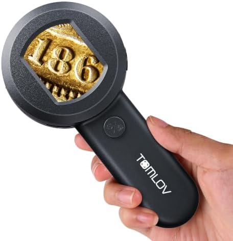 TOMLOV P10 Microscope for Adults Kids, Handheld Coin Magnifier with Light for Error Coins, Portable Trichome Magnifying Glass 100X, Collector Pocket Jewelers Loupe, Digital Microscope with 2" Screen - View 3