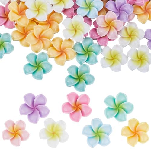 SUNNYCLUE 64 Cabochon Fiore In Acrilico – 8 Colori Con Perline Dorate – Per Bigiotteria Fai Da Te E Scrapbooking