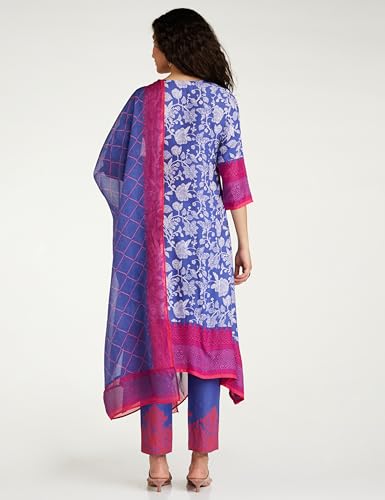 Image of BIBA Women Cotton Straight Printed Kurta Ankle Length Suit Set