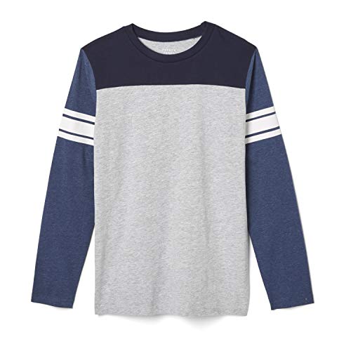French Toast Boys' Long Sleeve T-Shirt Football Tee, Gray Heather, X-Large (14/16)