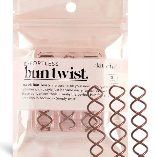 Kitsch Spin Pins for Hair - Bun Pins for Hair Styling | Spiral Hair Pins for Women | Mini Spiral Bobby Pins for Girls | Stylish Bun Bobby Pins | Hair Spirals & Hair Twist Tool, 3pc (RoseGold)