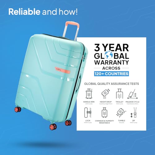 Image of American Tourister Upland Sport 79 CM Large Check-in Luggage, Polypropylene (PP) Hardside 8 Wheels Spinner Luggage with Combination Lock, Suitcase /Trolley Bag for Travel - Blue