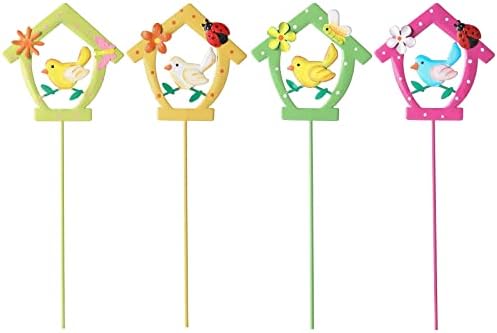 Aovdy Decorative Garden Stakes Set Garden Ornaments, Waterproof Decorations for Indoor Outdoor Yard (Bird-4PCS)