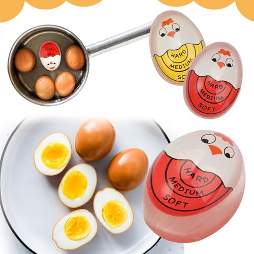 JINJUMEI 4 Stück Eieruhr zum Mitkochen(Weich/Mittel/Hart) Farbwechsel Eieruhren Wiederverwendbare Egg Timer Wählen Sie die Eierreife Basierend auf der Farbe Geeignet für Zuhause, Schule, Restaurant – Bild 7