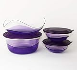  TUPPERWARE Eleganzia Schüssel 2X 600ml + 2,3L + Servierschale/Obstschale VIOLETT-LILA/TRANSPARENT Schale BLICKFANG + Geschenk 250ml Gefrierbehälter Gelb