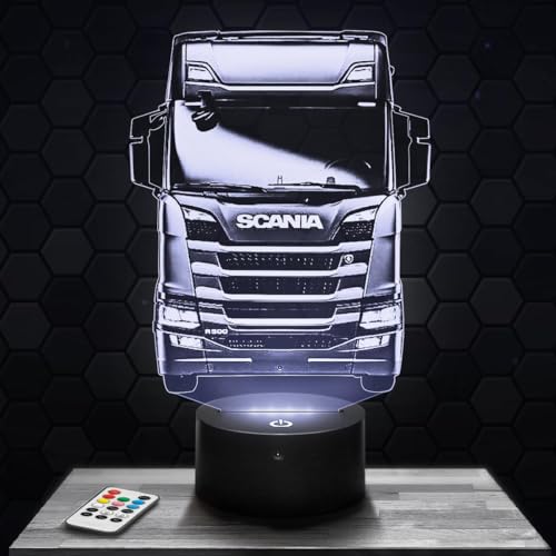 Lampephoto.fr - Lampe 3D Camion Routier Truck, Idée Cadeau Routier, Veilleuse Tactile Led Illusion, Effet Hologramme 3D, Idée Cadeau Noël Anniversaire...